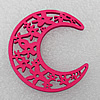 Wooden Pendant / charm，Moon 49x45x2.5mm, Hole:About 1.5mm, Sold by Group