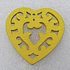 Wooden Pendant / charm，Heart 43x2.5mm, Hole:About 1.5mm, Sold by Group