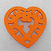 Wooden Pendant / charm，Heart 43x2.5mm, Hole:About 1.5mm, Sold by Group