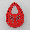 Wooden Pendant / charm，Tearcharm 50x34x2.5mm, Hole:About 1mm, Sold by Group
