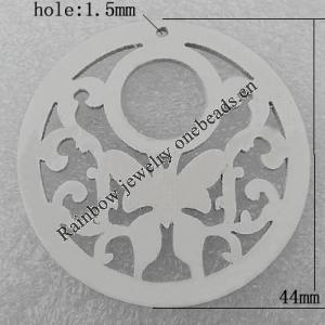 Wooden Pendant / charm，Flat Round 44x2.5mm, Hole:About 1.5mm, Sold by Group