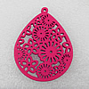 Wooden Pendant / charm，Tearcharm 50x38x2.5mm, Hole:About 1.5mm, Sold by Group