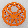 Wooden Pendant / charm，Flat Round 44x2.5mm, Hole:About 1.5mm, Sold by Group