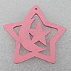 Wooden Pendant / charm，Star 40x2.5mm, Hole:About 1mm, Sold by Group