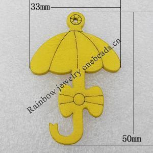 Wooden Pendant / charm，50x33x2.5mm, Hole:About 1.5mm, Sold by Group