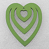 Wooden Pendant / charm，Heart 41x50x2.5mm, Hole:About 1mm, Sold by Group