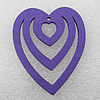Wooden Pendant / charm，Heart 41x50x2.5mm, Hole:About 1mm, Sold by Group