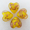 Gold Sand Lampwork Beads, Heart 19x13mm Hole:About 2mm, Sold by PC