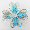 Gold Sand Lampwork Beads, Heart 19x13mm Hole:About 2mm, Sold by PC