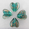 Gold Sand Lampwork Beads, Heart 19x13mm Hole:About 2mm, Sold by PC