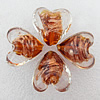 Gold Sand Lampwork Beads, Heart 19x13mm Hole:About 2mm, Sold by PC