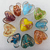 Gold Sand Lampwork Beads, Mix Color, Heart 19x13mm Hole:About 2mm, Sold by Group