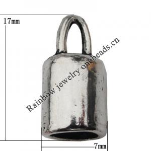 Zinc Alloy Cord End Caps Lead-free, 14x7mm Hole:2mm, Sold by Bag