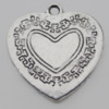 Pendant Zinc Alloy Jewelry Findings Lead-free, Heart 23x22mm Hole:2mm, Sold by Bag