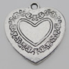 Pendant Zinc Alloy Jewelry Findings Lead-free, Heart 23x22mm Hole:2mm, Sold by Bag