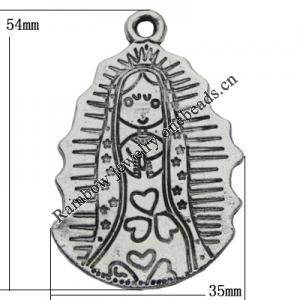Pendant Zinc Alloy Jewelry Findings Lead-free, 54x35mm Hole:3mm, Sold by Bag