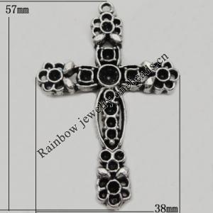 Pendant. Fashion Zinc Alloy jewelry findings. Cross 58x28mm. Sold by PC