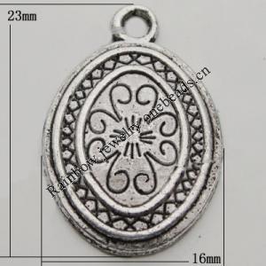 Pendant Zinc Alloy Jewelry Findings Lead-free, 23x16mm Hole:2mm, Sold by Bag