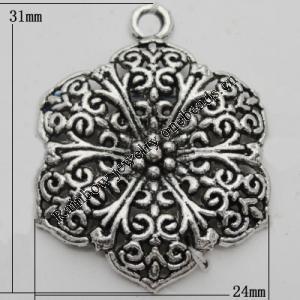 Pendant Zinc Alloy Jewelry Findings Lead-free, 31x24mm Hole:2.5mm, Sold by Bag