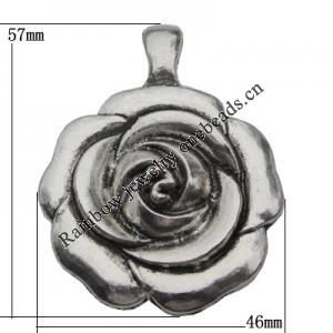 Pendant Zinc Alloy Jewelry Findings Lead-free, 57x46mm, Sold by Bag
