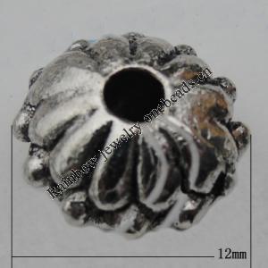 Bead Zinc Alloy Jewelry Findings Lead-free, 12mm Hole:3mm, Sold by Bag