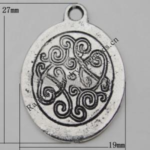 Pendant Zinc Alloy Jewelry Findings Lead-free, 27x19mm Hole:3mm, Sold by Bag