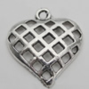 Pendant Zinc Alloy Jewelry Findings Lead-free, Heart 23x21mm Hole:1.5mm, Sold by Bag