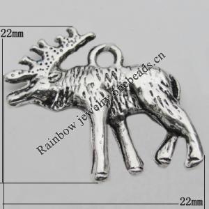 Pendant Zinc Alloy Jewelry Findings Lead-free, Animal 22x22mm Hole:2mm, Sold by Bag