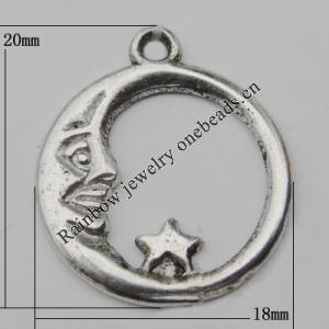 Pendant Zinc Alloy Jewelry Findings Lead-free, 21x18mm Hole:1.5mm, Sold by Bag