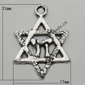 Pendant Zinc Alloy Jewelry Findings Lead-free, 21x17mm Hole:1.5mm, Sold by Bag