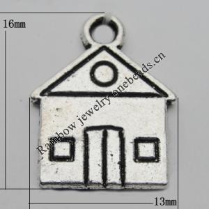 Pendant Zinc Alloy Jewelry Findings Lead-free, 16x13mm Hole:2mm, Sold by Bag