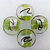 Silver Foil Lampwork Beads, Flat Round 20x10mm Hole:About 2mm, Sold by PC