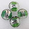 Silver Foil Lampwork Beads, Flat Round 20x10mm Hole:About 2mm, Sold by PC