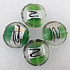 Silver Foil Lampwork Beads, Flat Round 20x10mm Hole:About 2mm, Sold by PC