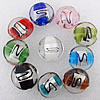 Silver Foil Lampwork Beads, Mix Color, Flat Round 20x10mm Hole:About 2mm, Sold by Group