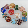 Gold Sand Lampwork Beads, Mix Color, Flat Round 20x10mm Hole:About 2mm, Sold by Group