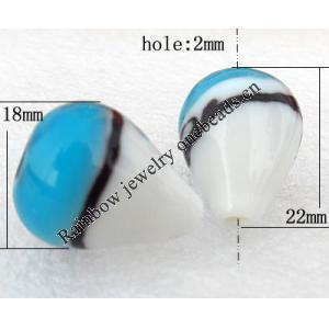 Lampwork Beads, Teardrop 18x22mm Hole:About 2mm, Sold by PC