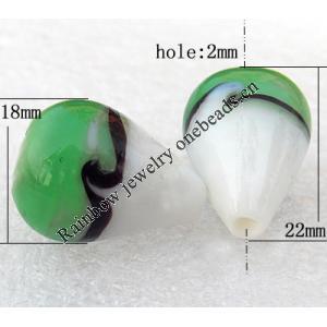 Lampwork Beads, Teardrop 18x22mm Hole:About 2mm, Sold by PC