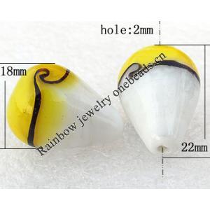 Lampwork Beads, Teardrop 18x22mm Hole:About 2mm, Sold by PC