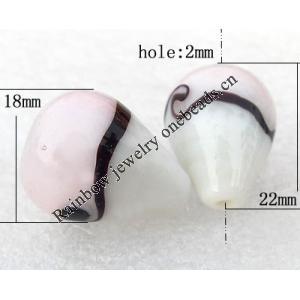 Lampwork Beads, Teardrop 18x22mm Hole:About 2mm, Sold by PC