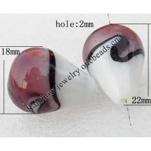 Lampwork Beads, Teardrop 18x22mm Hole:About 2mm, Sold by PC