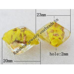 Gold Sand Lampwork Beads, Diamond 20x23mm Hole:About 2mm, Sold by PC