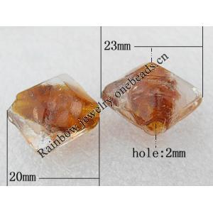 Gold Sand Lampwork Beads, Diamond 20x23mm Hole:About 2mm, Sold by PC