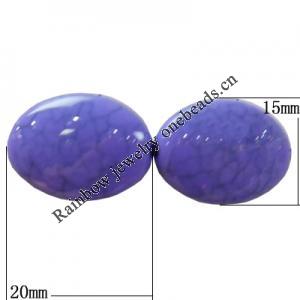 Solid Crackle Acrlylic Beads, Flat Oval 15x20mm, Hole:1.5mm, Sold by Bag