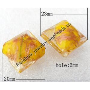 Gold Sand Lampwork Beads, Diamond 20x23mm Hole:About 2mm, Sold by PC