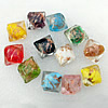 Gold Sand Lampwork Beads, Mix Color, Diamond 20x23mm Hole:About 2mm, Sold by Group