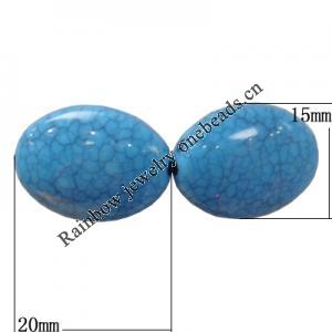 Solid Crackle Acrlylic Beads, Flat Oval 15x20mm, Hole:1.5mm, Sold by Bag