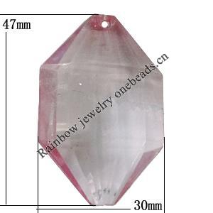 Transparent Acrylic Pendant, 47x30mm Hole:2mm Sold by Bag 