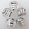 Silver Foil Lampwork Beads, Flat Round 15x8mm Hole:About 2mm, Sold by PC