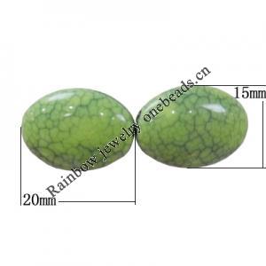 Solid Crackle Acrlylic Beads, Flat Oval 15x20mm, Hole:1.5mm, Sold by Bag